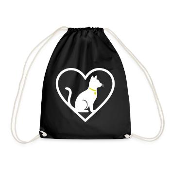 Chat Coeur Silhouette Mignon Cadeau d’Amoureux des Animaux - Sac de sport léger - noir - Devant