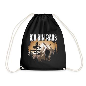 Mountain hiker silhouette in the mountains - Drawstring Bag - black - Front