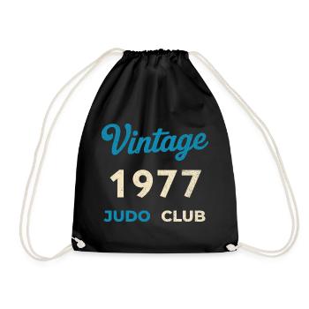 Vintage 1977 Judo Club Retro Birth Year Gift - Drawstring Bag - black - Front