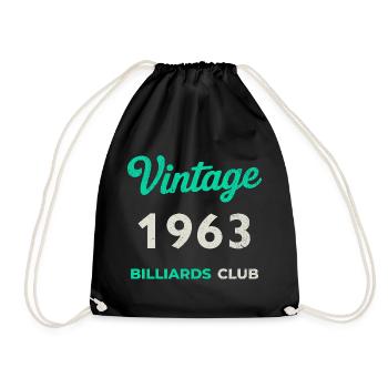 Vintage 1963 – Billiards Club Retro Birth Year - Drawstring Bag - black - Front