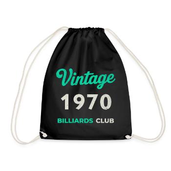 Vintage 1970 – Billiards Club Retro Birth Year - Drawstring Bag - black - Front
