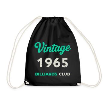 Vintage 1965 – Billiards Club Retro Birth Year - Drawstring Bag - black - Front