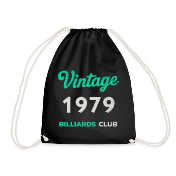 Vintage 1979 – Billiards Club Retro Birth Year - Drawstring Bag - black - Front