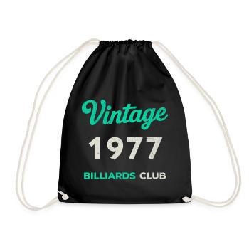 Vintage 1977 – Billiards Club Retro Birth Year - Drawstring Bag - black - Front