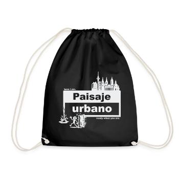 Cityscape - Spanish - ready when you are - Drawstring Bag - black - Front