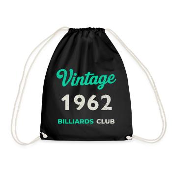 Vintage 1962 – Billiards Club Retro Birth Year - Drawstring Bag - black - Front