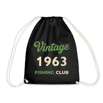 Vintage 1963 – Fishing Club Retro Birth Year - Drawstring Bag - black - Front