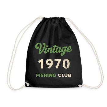 Vintage 1970 – Fishing Club Retro Birth Year - Drawstring Bag - black - Front