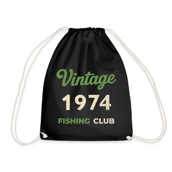 Vintage 1974 – Fishing Club Retro Geburtsjahr - Turnbeutel - Schwarz - Vorne