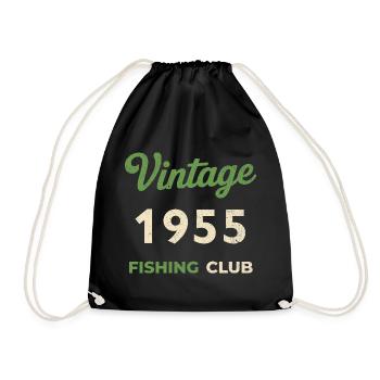 Vintage 1955 – Fishing Club Retro Birth Year - Drawstring Bag - black - Front