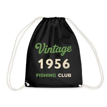 Vintage 1956 – Fishing Club Retro Geburtsjahr - Turnbeutel - Schwarz - Vorne