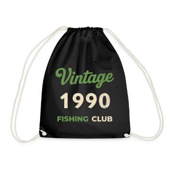 Vintage 1990 – Fishing Club Retro Geburtsjahr - Turnbeutel - Schwarz - Vorne