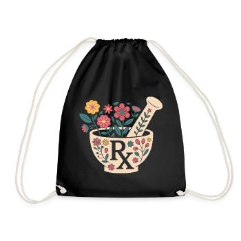 Motif d’herbes en mortier fleuri - Sac de sport léger - noir - Devant