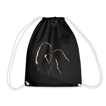 Dog Love Line Art - Drawstring Bag - black - Front