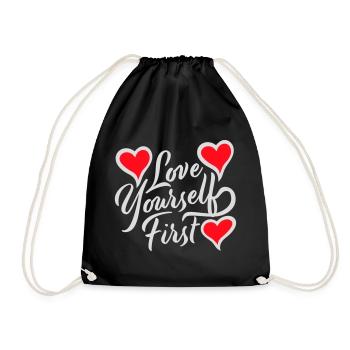 Love Yourself First Self-Love Self-Care - Drawstring Bag - black - Front