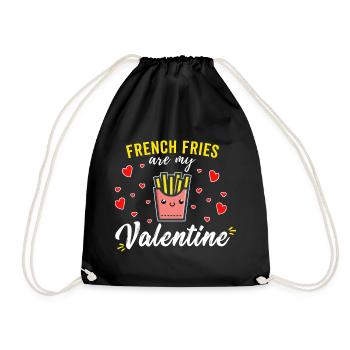 French Fries Are My Valentine Funny Kawaii - Drawstring Bag - black - Front