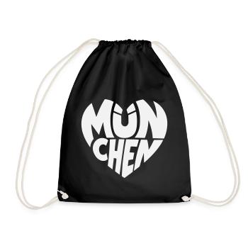 Munich Heart Logo Typography - Drawstring Bag - black - Front