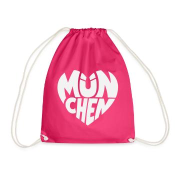 Munich Heart Logo Typography - Drawstring Bag - fuchsia - Front