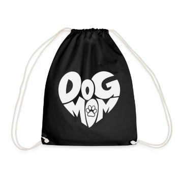 Dog Mom - Dog Mom Heart with Paw - Drawstring Bag - black - Front
