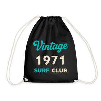 Vintage 1971 Surf Club Retro Birth Year Gift - Drawstring Bag - black - Front