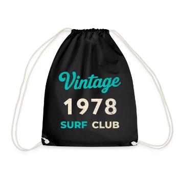 Vintage 1978 Surf Club Retro Birth Year Gift - Drawstring Bag - black - Front