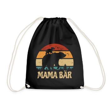 Mama Bär - Muttertag - Vintage Geschenk - Turnbeutel - Schwarz - Vorne