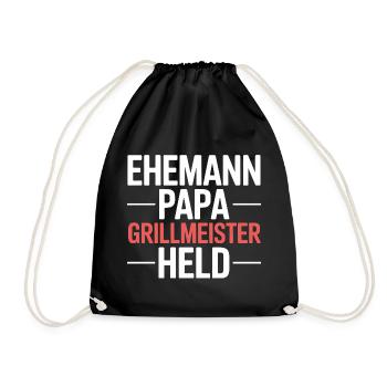 Ehemann Papa Grillmeister Held - Turnbeutel - Schwarz - Vorne