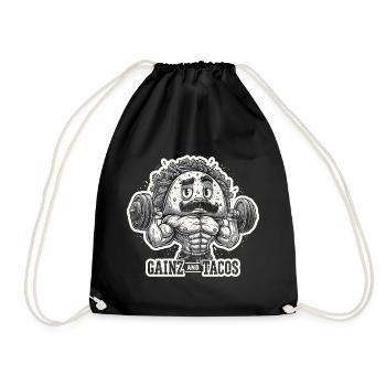 Gains and Tacos Avocado - Drawstring Bag - black - Front
