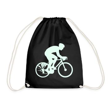 Radfahrer Silhouette Mint - Turnbeutel - Schwarz - Vorne