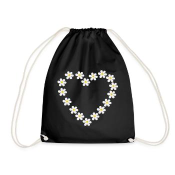 Conception de cœur marguerite - Sac de sport léger - noir - Devant
