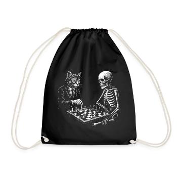 Le chat joue aux échecs avec un squelette - Sac de sport léger - noir - Devant