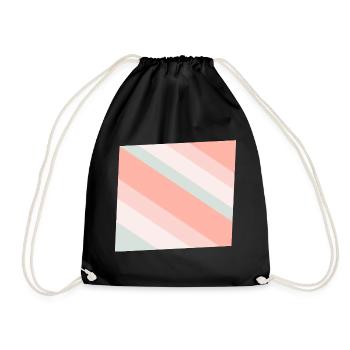 Pastel Diagonal Stripes Peach Mint - Drawstring Bag - black - Front