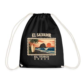 El Salvador El Tunco Vintage Reisemarke - Turnbeutel - Schwarz - Vorne