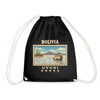 Bolivien Uyuni Vintage Reisemarke - Turnbeutel - Schwarz - Vorne