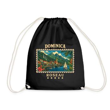 Dominica Roseau Vintage Reisemarke - Turnbeutel - Schwarz - Vorne