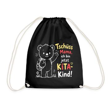 Kita Kind Abschied mit Mama - Turnbeutel - Schwarz - Vorne