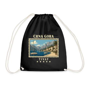 Montenegro Tivat Vintage Reisemarke - Turnbeutel - Schwarz - Vorne