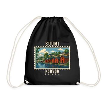 Finnland Porvoo Vintage Reisemarke - Turnbeutel - Schwarz - Vorne