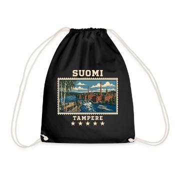 Finnland Tampere Vintage Reisemarke - Turnbeutel - Schwarz - Vorne