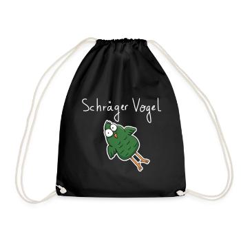 Schräger Vogel – Lustiger Cartoon Spruch - Turnbeutel - Schwarz - Vorne