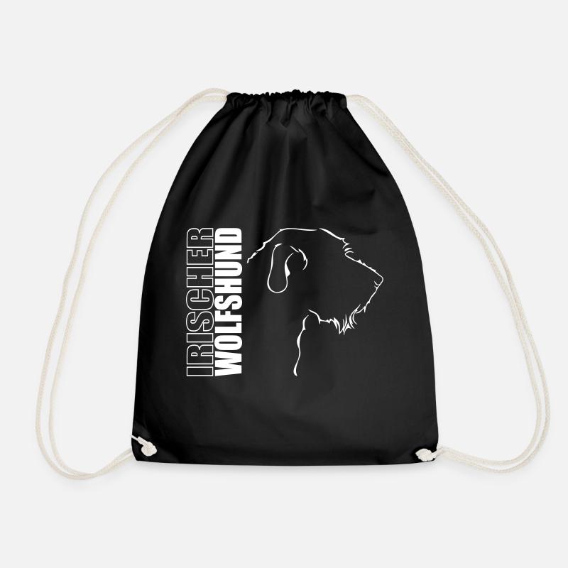 IRISH WOLF DOG PROFILE WILSIGNS - Drawstring Bag - black
