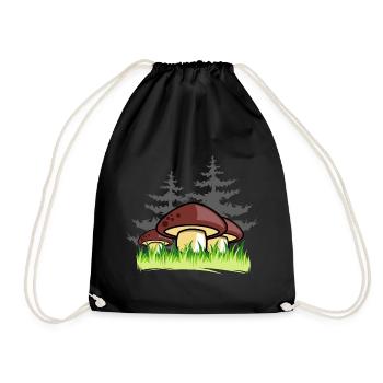 mushrooms forest nature gift idea - Drawstring Bag - black - Front