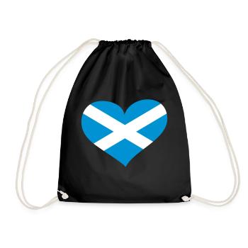 Schottland Herz; Heart Scotland - Drawstring Bag - black - Front