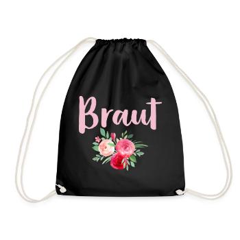 Braut Rosen romantisch Junggesellinnenabschied - Turnbeutel - Schwarz - Vorne