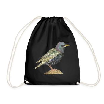 Star bird starling - Drawstring Bag - black - Front
