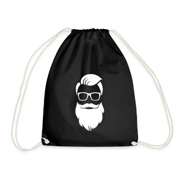 hipster - Drawstring Bag - black - Front