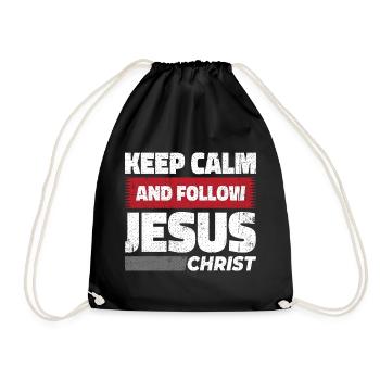 Bleib ruhig und folge Jesus Christus - Christlich - Turnbeutel - Schwarz - Vorne