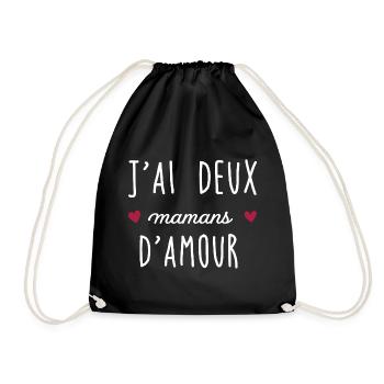 J'ai deux mamans d amour - Sac de sport léger - noir - Devant