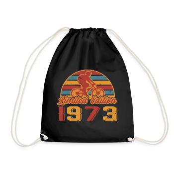 Bicycle Birthday Bicycles Cyclist Bike 1973 - Drawstring Bag - black - Front