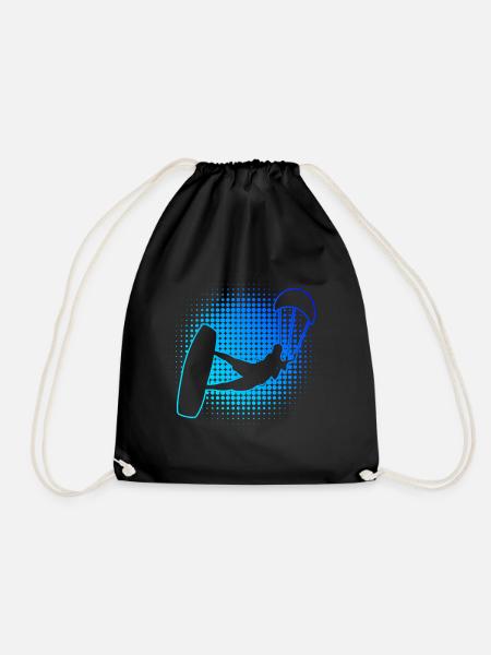 Kitesurfing Herren Damen Kitesurfer Kiten - Turnbeutel - Schwarz